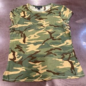 INC International Concepts Green and Tan Camouflage  Tee